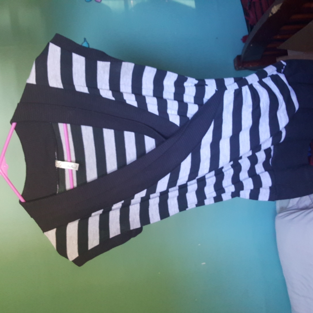 Bella D Blouse - Black and Grey Stripes